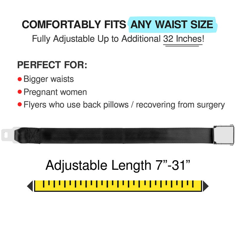 Mirone 2 Mirone Adjustable Airplane Seat Belt Extenders Seatbelt Extension for All Airlines (7-32 Inch), E-9 Safety Certified (Type A & B) - Image 4